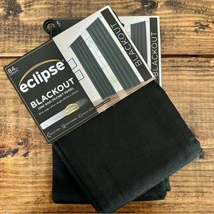 Pair of 2 Black Blackout Curtains